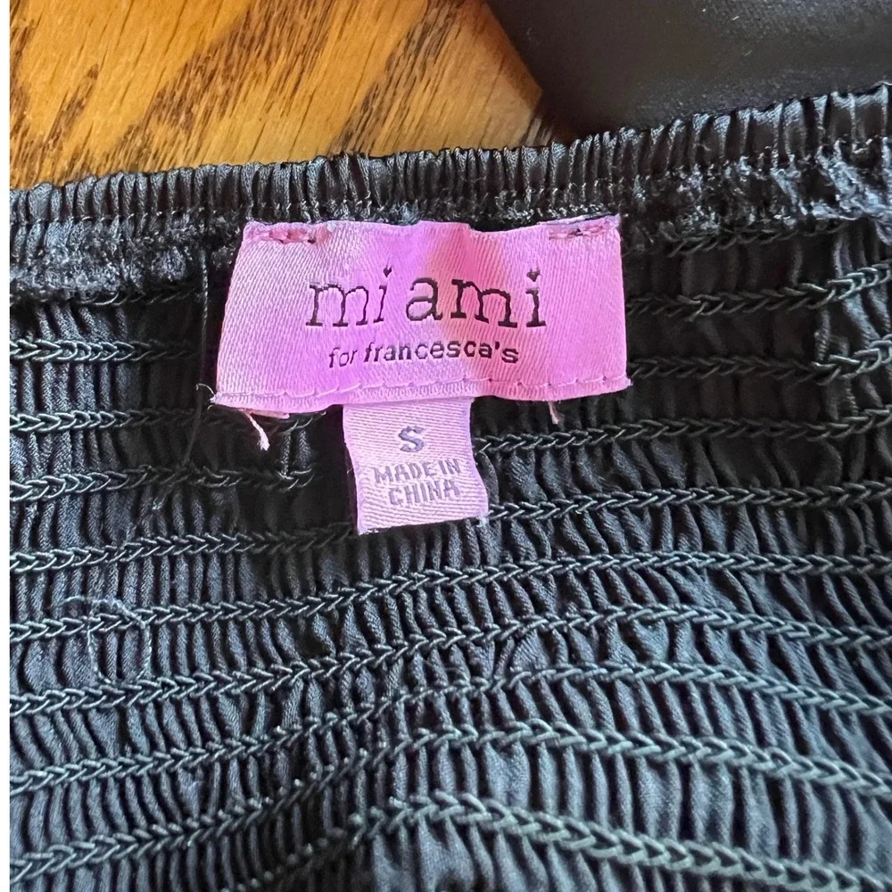 Francesca's Miami Black Satin Open Back Crop Whimsigoth Top Small